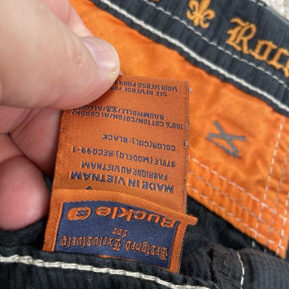 Rock Revival Classic Cargo Shorts Men Sz 34 Black Flap Pockets 12" Inseam 65-12 - Picture 5 of 8